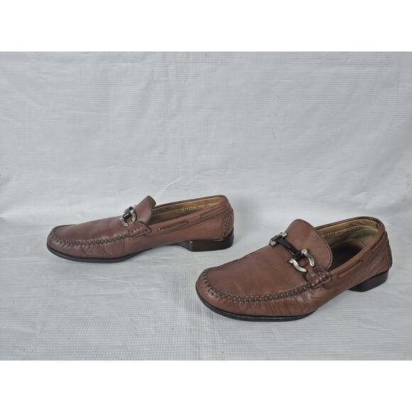 Salvatore Ferragamo Men’s Leather Loafers Brown Horsebit Size 8.5 Made Italy main image 12